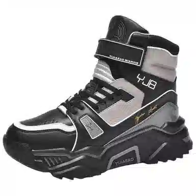 谊嘉宝 超纤皮 保暖耐磨 舒适休闲 短筒 雪地靴 男款 黑灰色