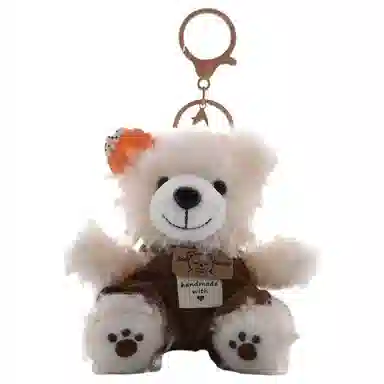 尚先生 小熊绒毛搭配贝雷帽调色板文艺牛仔背带裤造型爱精致 毛绒 挂件 男女同款情侣款