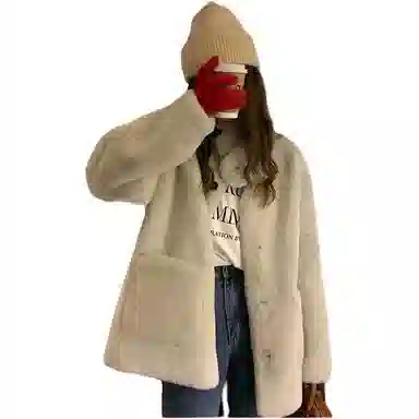 邓大喵 外套女短款秋冬小个子皮毛一体环保水貂绒上衣皮草 女款