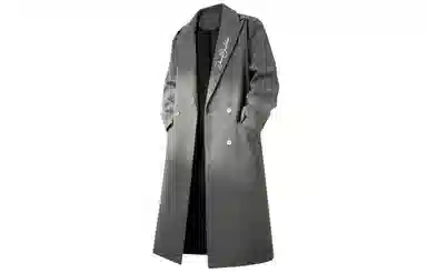 大卫贝肯 美式高街简约基础中长款英伦高级感品牌签名印花铆钉设计痞帅纯色潮牌休闲宽松通勤百搭外套大衣 男女同款