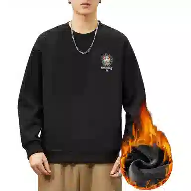 吉肯蒂 国潮圆领男秋季中国风潮牌印花套头衫重磅修身百搭上衣服卫衣 男款
