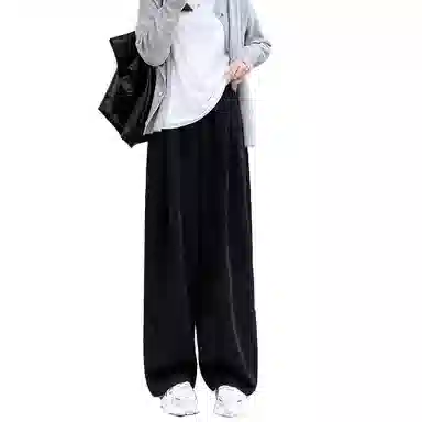 棉购 山本裤女春秋季垂感直筒宽松慵懒风阔腿裤休闲裤 女款