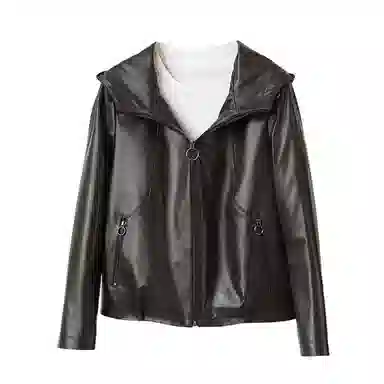 佐塞斯 轻奢外套连帽短款休闲皮衣 女款