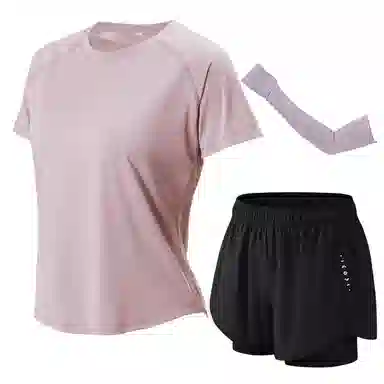 百思绒  纯色宽松舒适速干透气  健身套装  女款