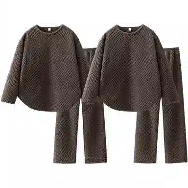 静英鸾 圆领格子休闲舒适保暖加厚加绒珊瑚绒家居服睡衣套装 男女同款