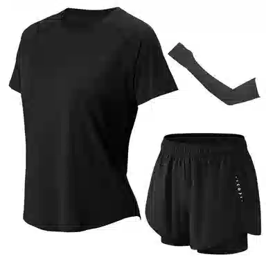 百思绒  纯色宽松舒适速干透气  健身套装  女款