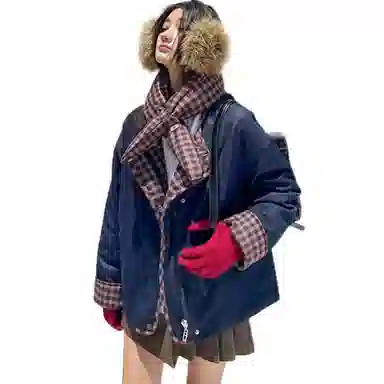 思蓓儿 格子宽松适中棉服 女款