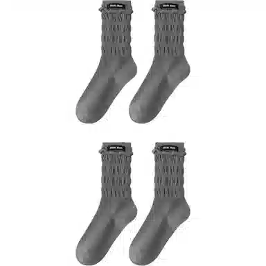 妮轻 纯棉小皮鞋纯色简约中筒袜 女款