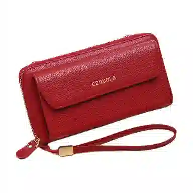 歌若拉 多功能钱夹实用简约 荔枝纹头层牛皮 钱包 女款