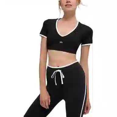 Alo Yoga Logo V-Neck Crop Tee