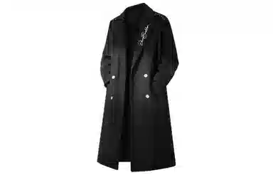 大卫贝肯 美式高街简约基础中长款英伦高级感品牌签名印花铆钉设计痞帅纯色潮牌休闲宽松通勤百搭外套大衣 男女同款