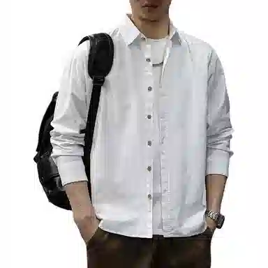 遨宇 美式复古透气纯色长袖衬衣痞帅宽松休闲户外潮流外套衬衫 男女同款