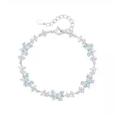 【999银&夜光蝴蝶】 央创时尚 中国黄金 暗影精灵爆闪纯银拼接手饰 浪漫梦幻轻奢小众精致优雅百搭 表白礼盒装#好运 足银 手链 女款