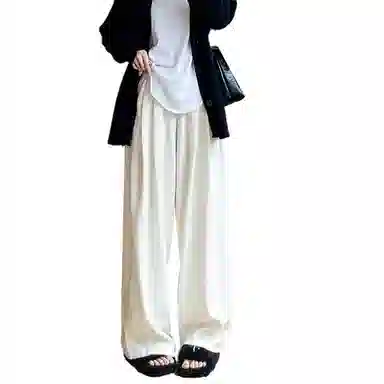 棉购 山本裤女春秋季垂感直筒宽松慵懒风阔腿裤休闲裤 女款