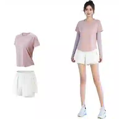 百思绒  纯色宽松舒适速干透气  健身套装  女款