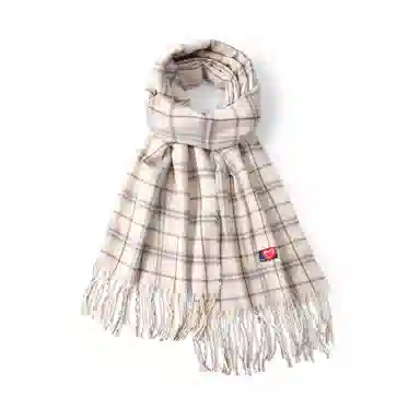 红豆 撞色格子流苏时尚百搭保暖 聚酯纤维 绒线围巾 男女同款情侣款