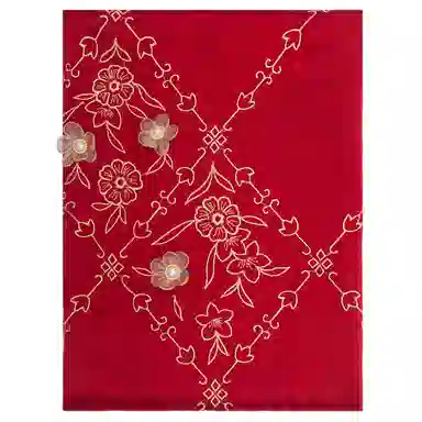 一米画纱 古典中式国风花朵精致优雅真丝刺绣素绉缎长巾丝韵系列 桑蚕丝 丝巾 女款