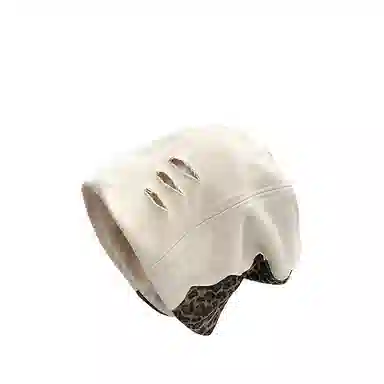 心水好物 日系小众设计高级感拼接豹纹辣妹堆堆帽复古百搭时尚显脸小 棉 帽子 女款