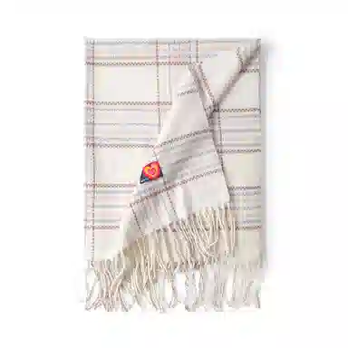 红豆 文艺气质梭织格子流苏 聚酯纤维 绒线围巾 男女同款情侣款