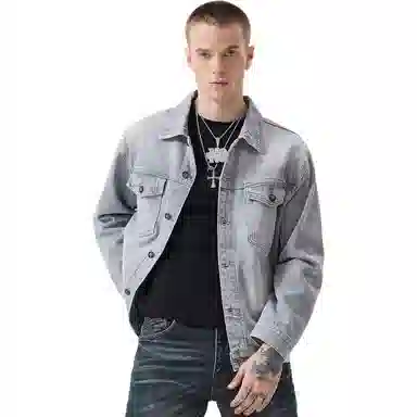逆腾 秋季工装夹克男美式潮流复古宽松水洗男士纯棉牛仔外套 男女同款