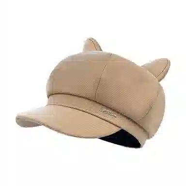 浪莎 复古英伦风报童帽简约纯色八角帽可爱耳朵时尚百搭潮流画家帽 聚酯纤维 贝雷帽 女款