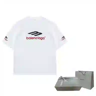 Balenciaga FW23 Logo Embroidered T-Shirt White