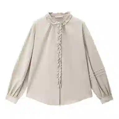 佐丹奴 纯棉花边小立领梭织长袖衬衫 女款