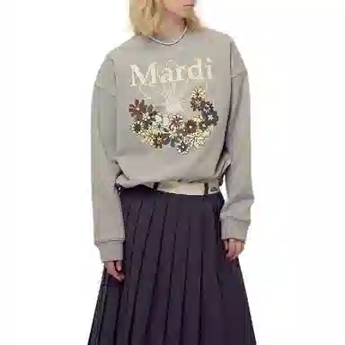 MARDI MERCREDI FW25 SWEATSHIRT FLOWERMARDI JARDIN_GREY IVORY