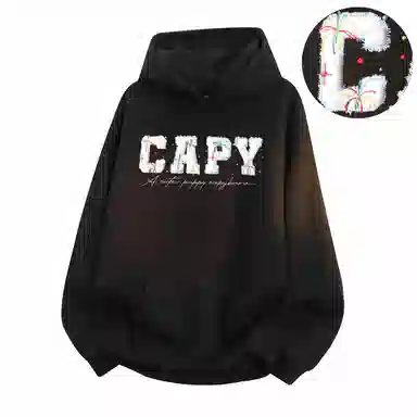 【重磅华棉350g】卡皮巴拉小黄豚 真刺绣烟花彩点毛绒贴布慵懒显瘦美式高街休闲上衣小众日常简约百搭设计感潮流春秋薄款连帽卫衣 男女同款