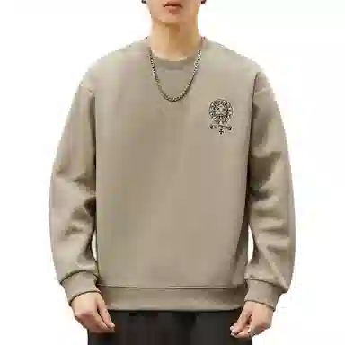 吉肯蒂 国潮圆领男秋季中国风潮牌印花套头衫重磅修身百搭上衣服卫衣 男款