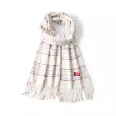 红豆 文艺气质梭织格子流苏 聚酯纤维 绒线围巾 男女同款情侣款