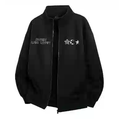 阿凡迪 美式高街复古时尚潮流创意个性字母星星印花日常通勤休闲运动经典百搭长袖氛围感学院风纯色开衫外套卫衣 男女同款