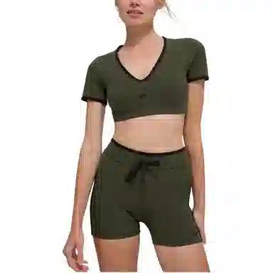 Alo Yoga Logo V-Neck Crop Tee