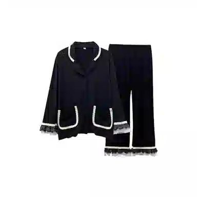 静英鸾 舒适简约优雅高级感长袖翻领家居服睡衣套装 女款