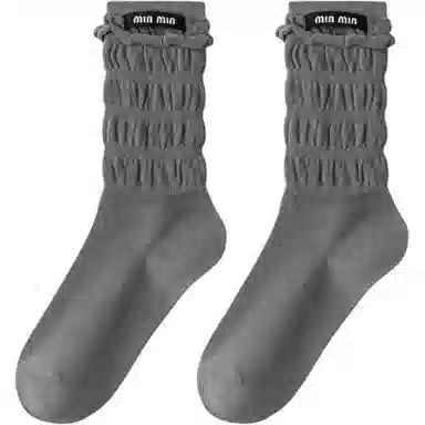 妮轻 纯棉小皮鞋纯色简约中筒袜 女款