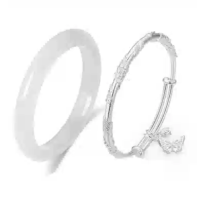 静范 白月光水润冰透手饰一步一响蝶恋花叠戴 新中式小众高级时尚轻奢国潮复古经典旗袍森系清冷百搭温婉恋爱告白#好运 琉璃 手镯 女款