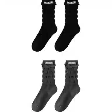 妮轻 纯棉小皮鞋纯色简约中筒袜 女款