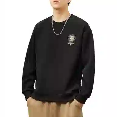 吉肯蒂 国潮圆领男秋季中国风潮牌印花套头衫重磅修身百搭上衣服卫衣 男款