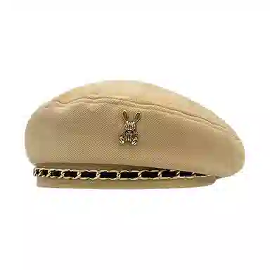 浪莎 韩系可爱兔子链条保暖画家帽百搭学院风显脸小 棉 贝雷帽 女款