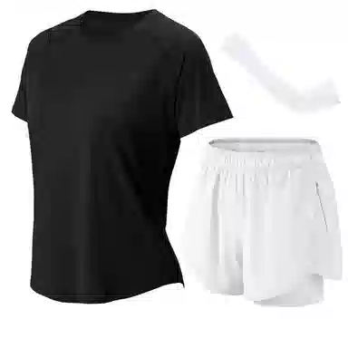 百思绒  纯色宽松舒适速干透气  健身套装  女款