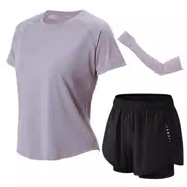 百思绒  纯色宽松舒适速干透气  健身套装  女款