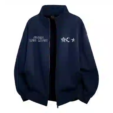 阿凡迪 美式高街复古时尚潮流创意个性字母星星印花日常通勤休闲运动经典百搭长袖氛围感学院风纯色开衫外套卫衣 男女同款