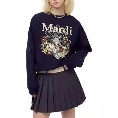 MARDI MERCREDI FW25 SWEATSHIRT FLOWERMARDI JARDIN_NAVY IVORY