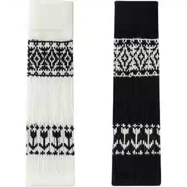 妮轻 针织复古费尔岛菱形个性中筒袜 女款