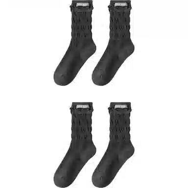 妮轻 纯棉小皮鞋纯色简约中筒袜 女款