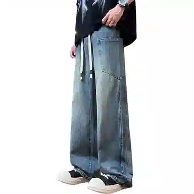 羽浅 宽松薄款美式复古水洗百搭时尚简约休闲牛仔裤 男款