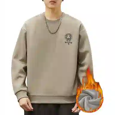 吉肯蒂 国潮圆领男秋季中国风潮牌印花套头衫重磅修身百搭上衣服卫衣 男款
