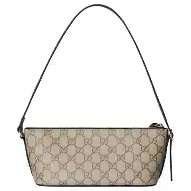 Gucci GG Emblem Small Shoulder Bag Black Brown