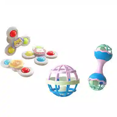 贝贝家 卡通吸盘旋转转乐玩具陀螺 摇铃