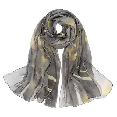 一米画纱 轻盈飘逸出游真丝雪纺印花真丝都市花瓣系列高级纱巾 桑蚕丝 丝巾 女款